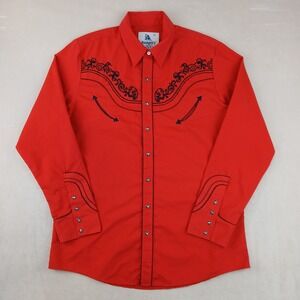 VTG Rangers XL Mens Shirt Cowboy Western Smile Pocket Pearl‎ 22x30 *Fits Medium